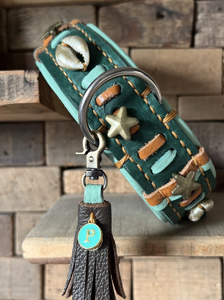 Forest Green leer mint voering schelp decor