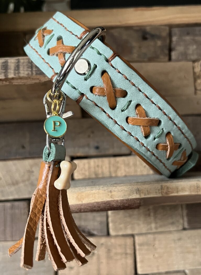 Mint leer met cognac leer deco en voering