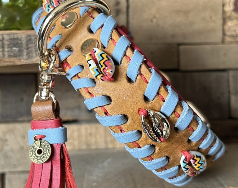 Cognac leer boho schelp