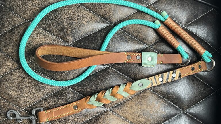 Lijn gevlochten leer mint cognac