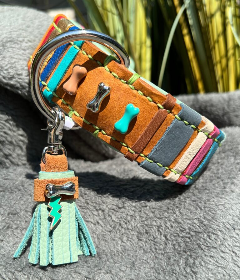 Cognac leer kleurrijk nappa leer decor