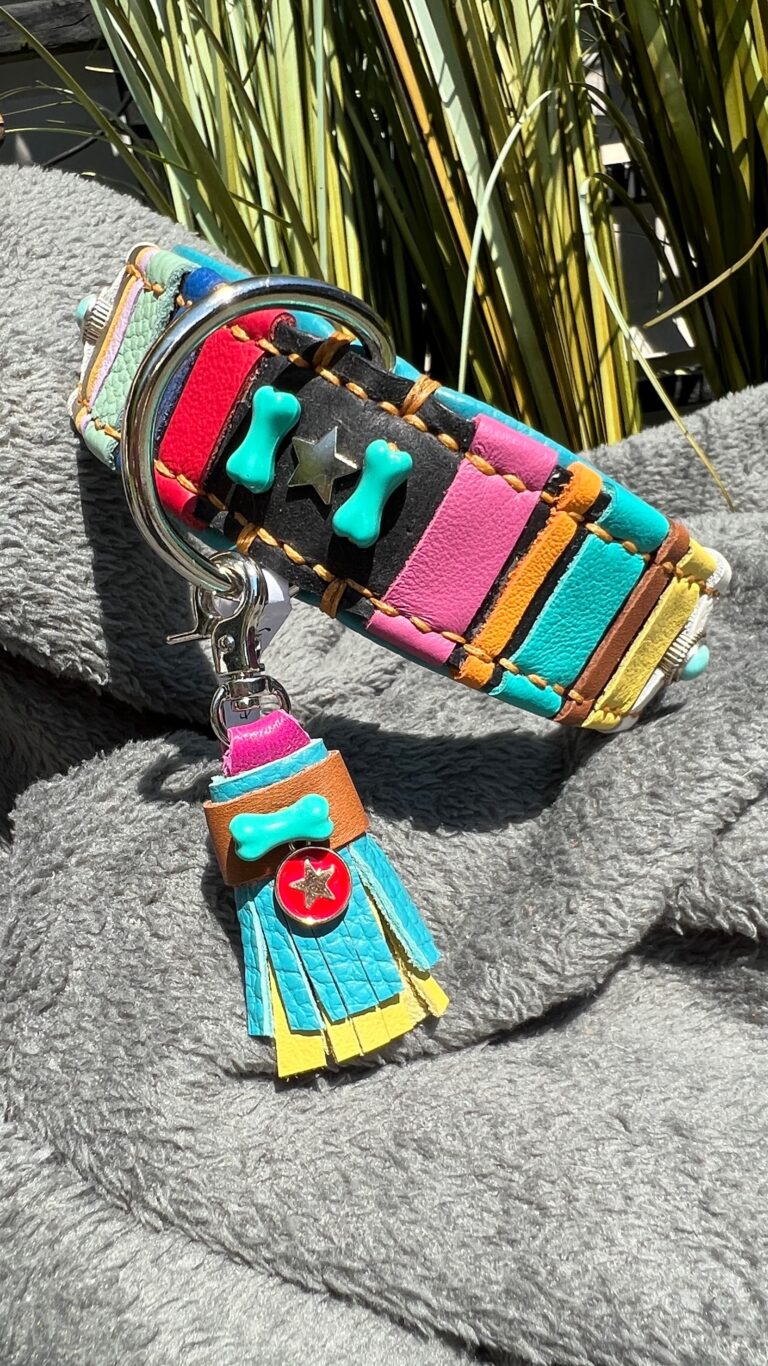 Zwart leer kleurrijk nappa strook decor