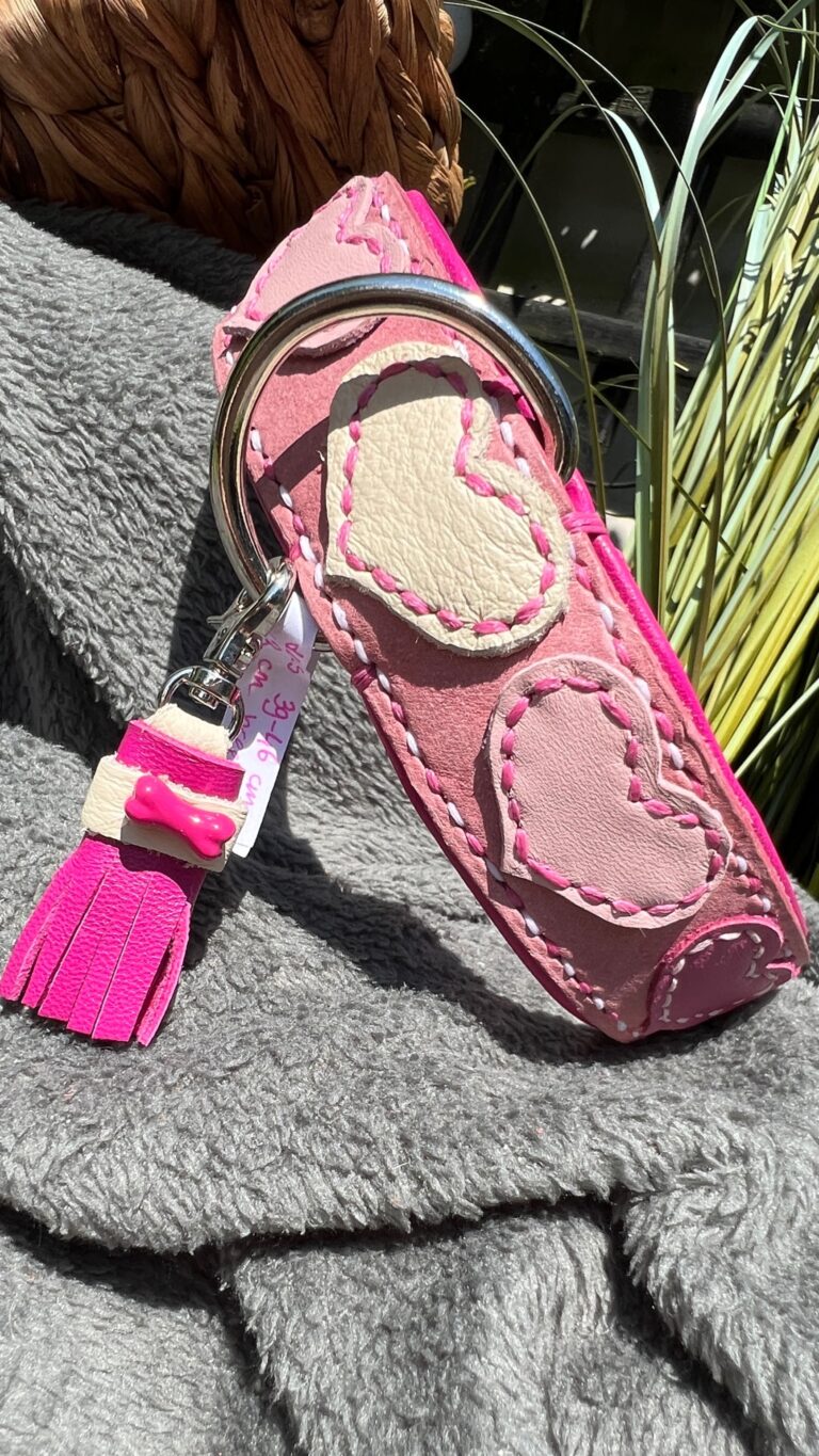 Roze leer met nappa hearts