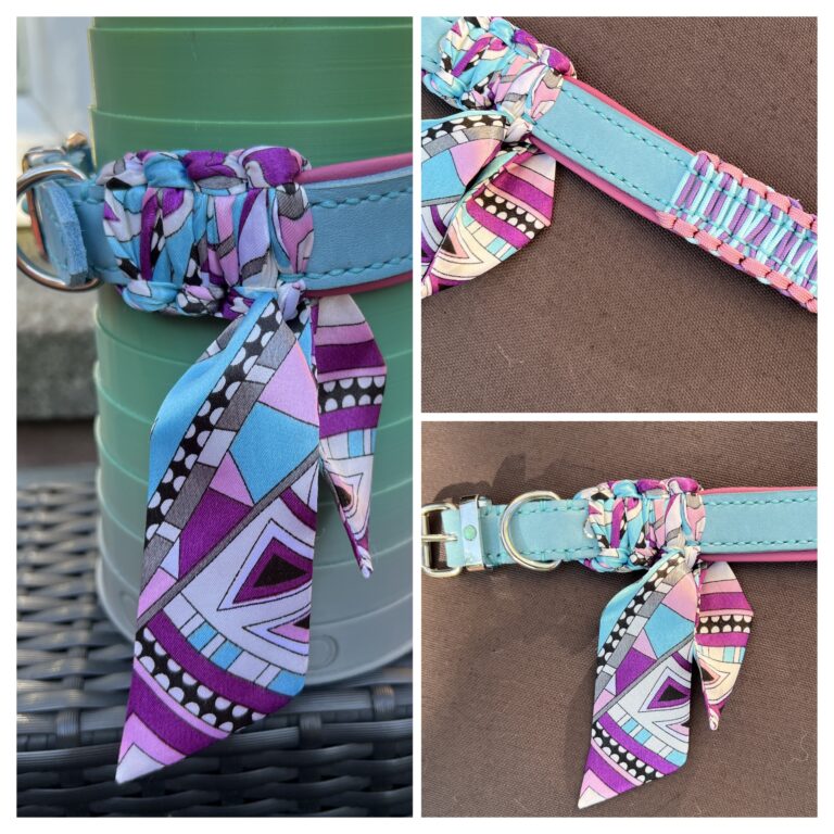 Ijsblauw leer met bandana decor