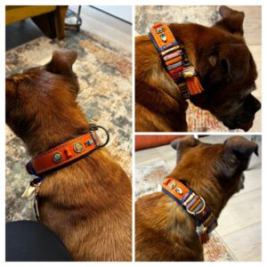 Bella oranje leer nappa stroken decor met bandana