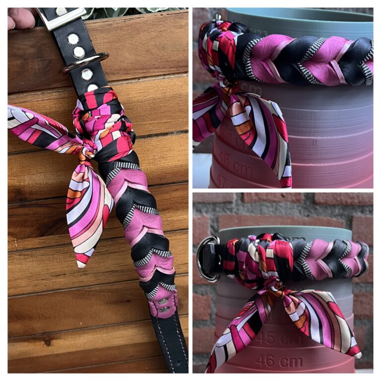 Zwart-fuchsia-leer-gevlochten-bandana-en-koord-deco