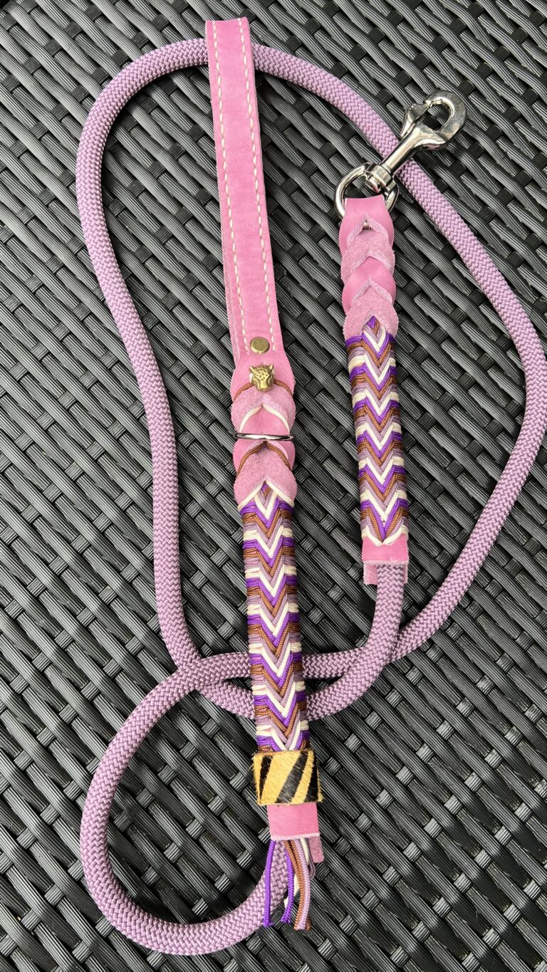 Lijn Mauve leer met mauve lijntouw