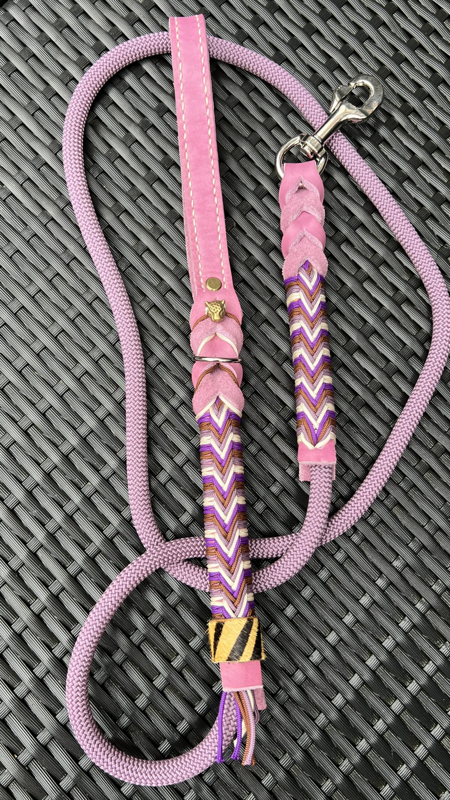 Lijn mauve leer met mauve lijntouw