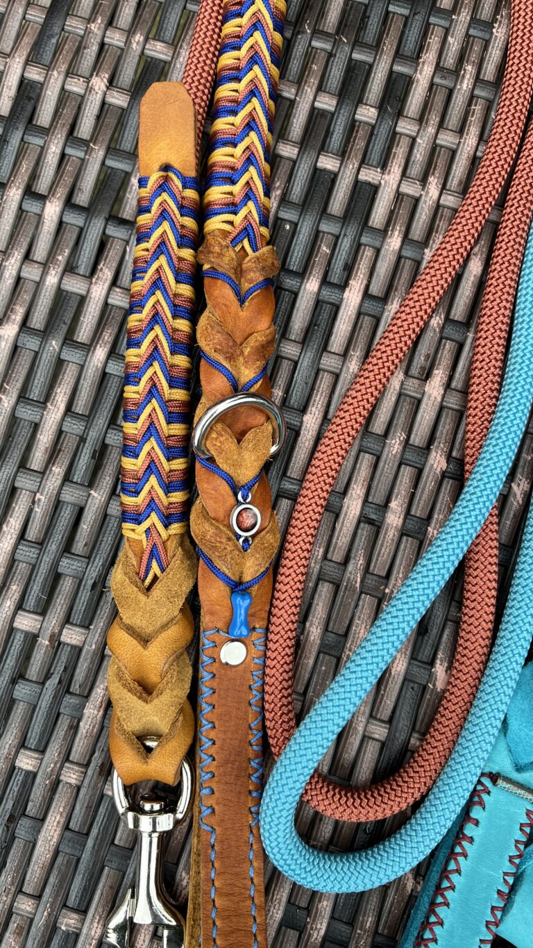 Lijn cognac leer met lijntouw