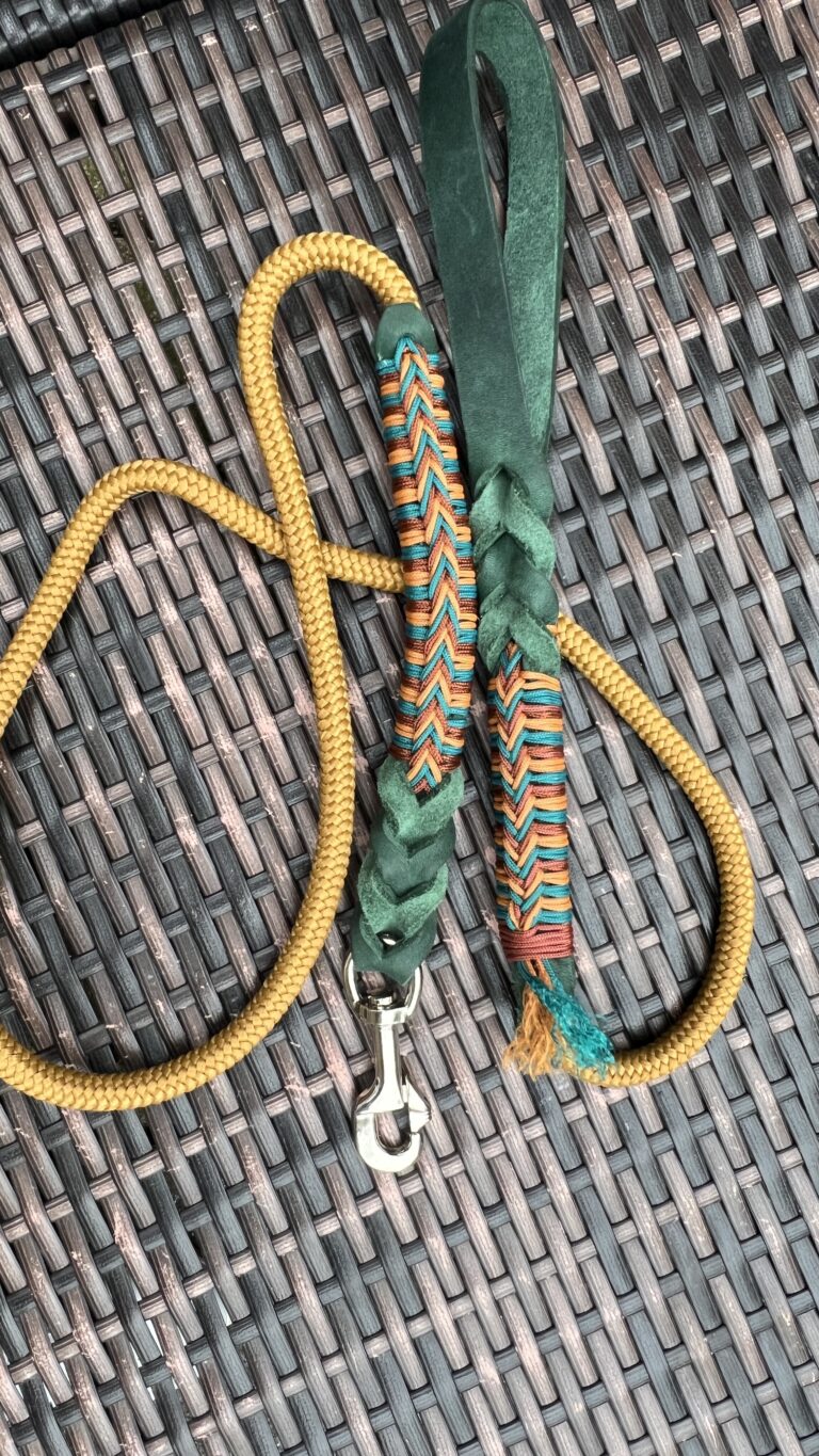 Lijn groen leer met lijntouw