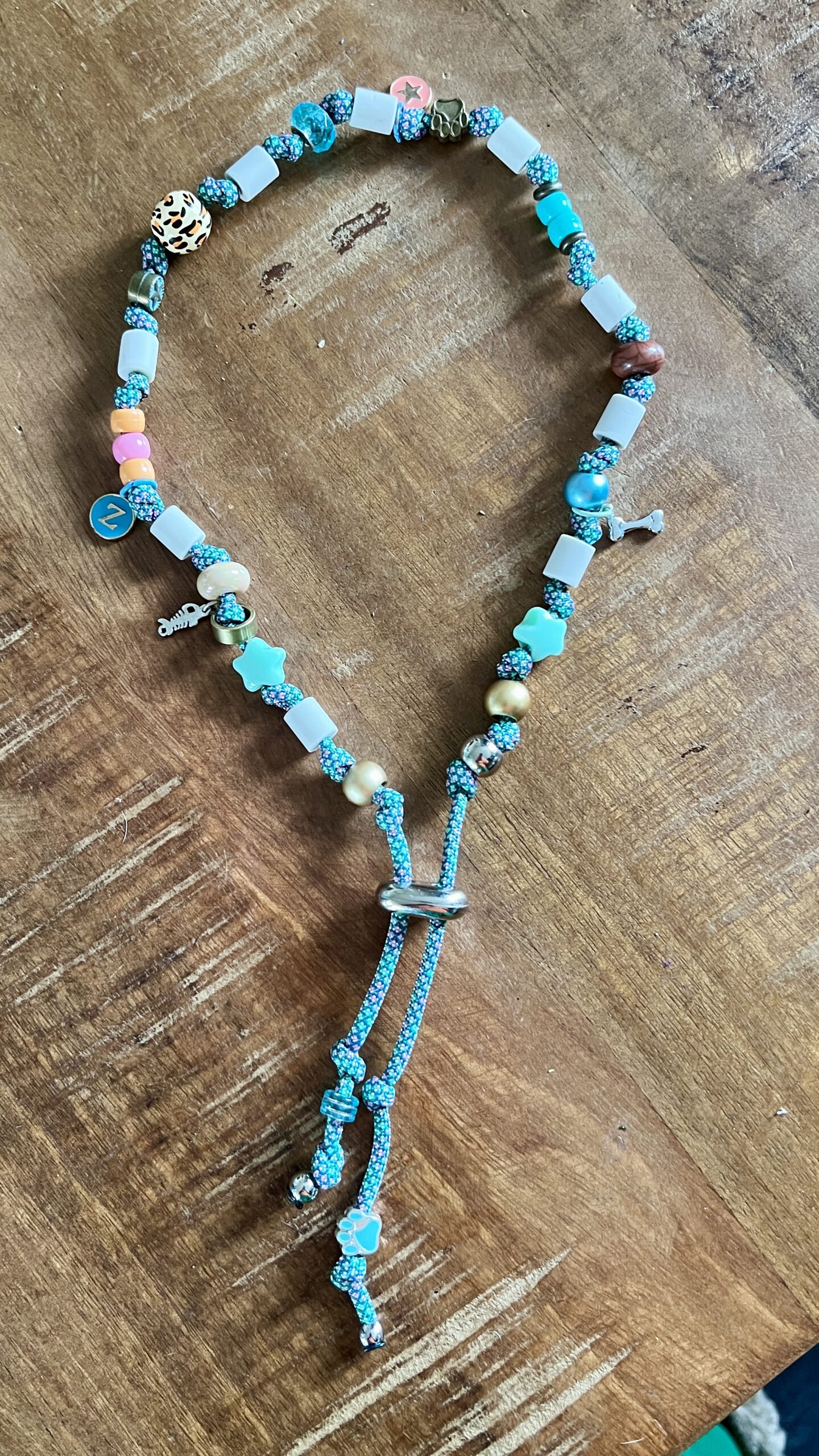 Verstelbare hondenketting met tekenkralen