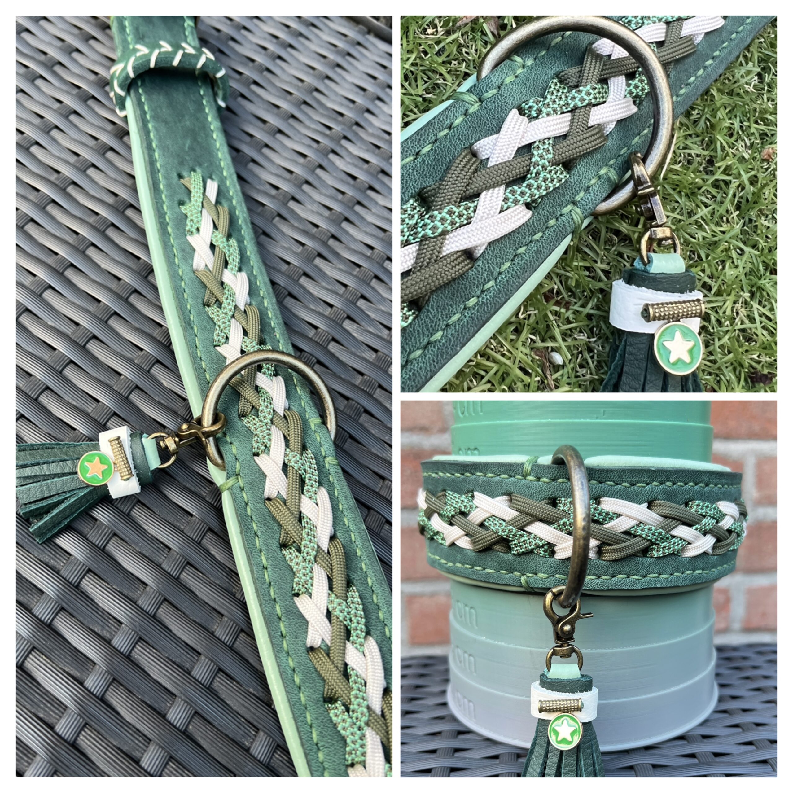 Halsband zeegroen paracord decor
