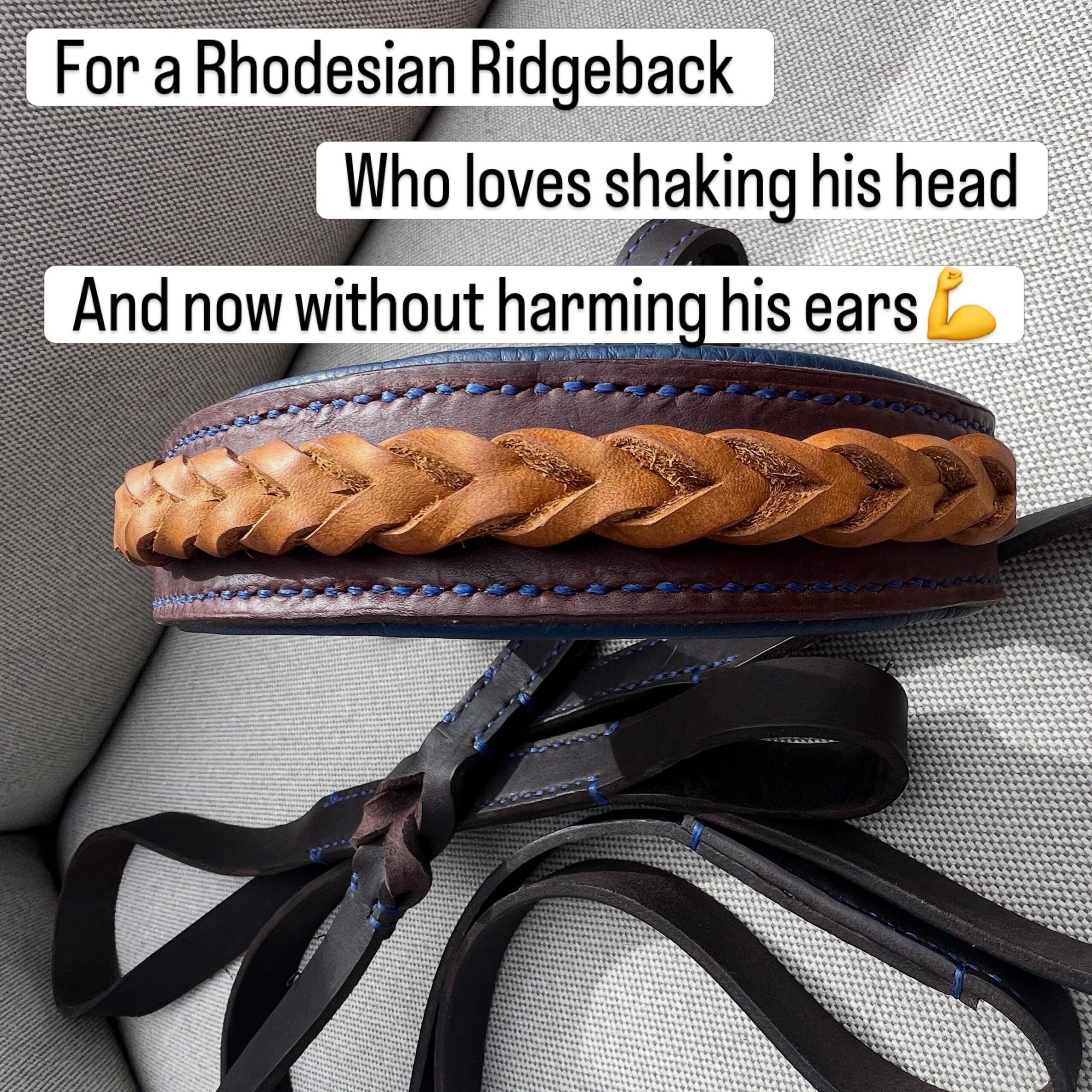 Dark brown leather cognac braid, hardware-free